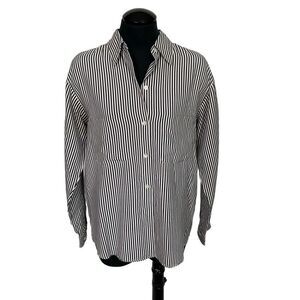 Studio 121 Silk Oversized Stripe Button Up Shirt - Women’s S